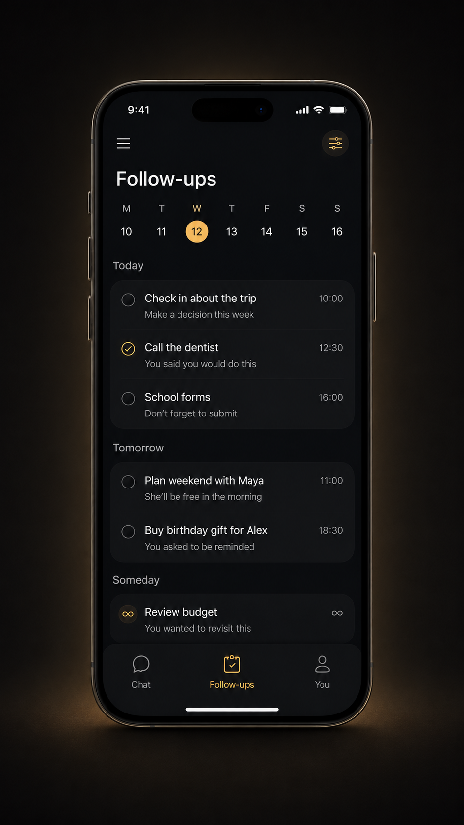 Companion follow-ups screen