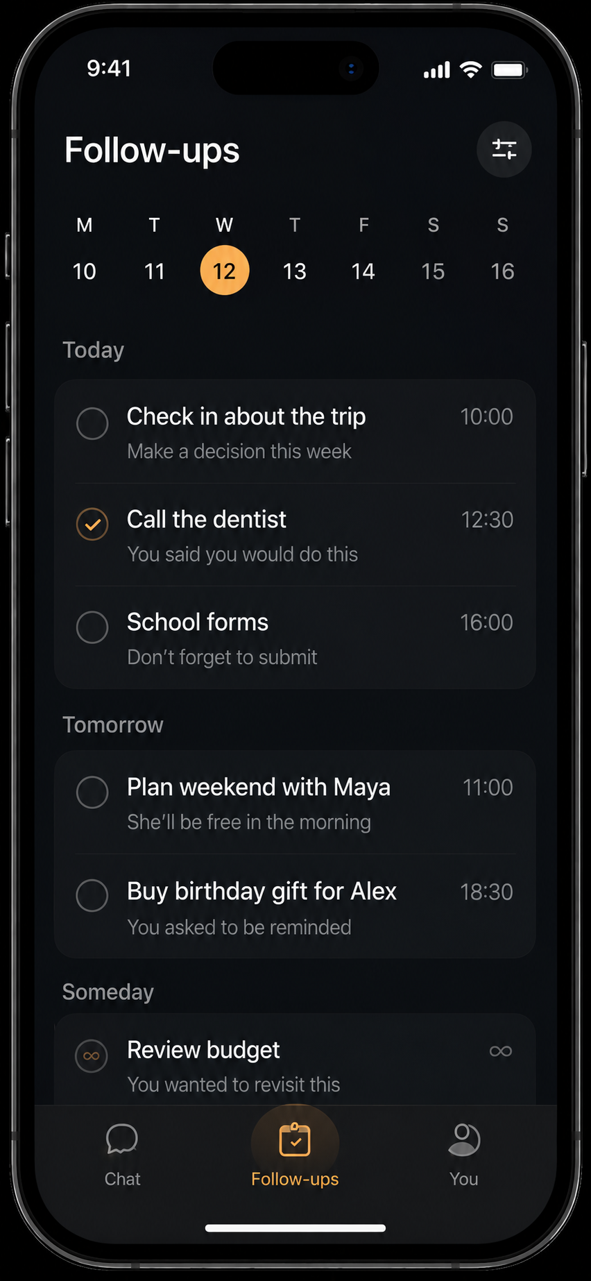 Ellea follow-ups screen